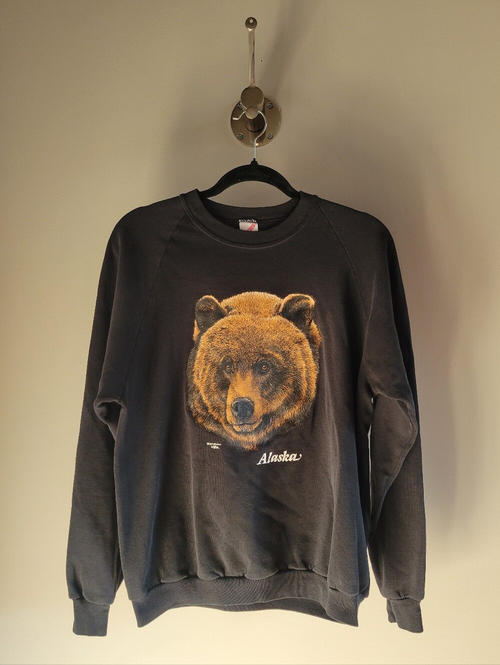 Vintage Alaska Grizzly Bear Sweatshirt Morning Sun Whitton Youth XL Adult S
